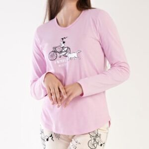 Dámské pyžamo dlouhé Vienetta Secret Dívka na kole