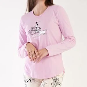 Dámské pyžamo dlouhé Vienetta Secret Dívka na kole