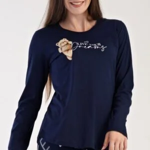 Dámské pyžamo dlouhé Vienetta Secret Méďa