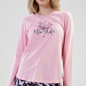 Dámské pyžamo dlouhé Vienetta Secret Motýlci