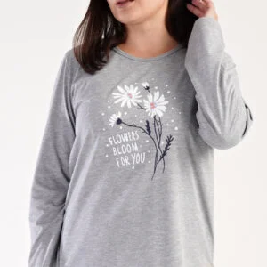 Dámské pyžamo dlouhé Vienetta Secret Silvie šedé