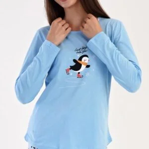 Dámské pyžamo dlouhé Vienetta Secret Tučňák na ledě