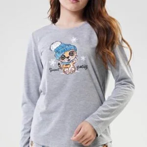 Dámské pyžamo dlouhé Vienetta Secret Tygřík