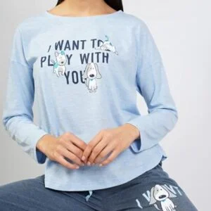 Dámské pyžamo dlouhé Vienetta Secret Veronika modré