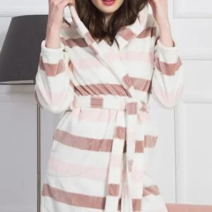 Dámský župan krátký s kapucí Vienetta Secret Pruhy