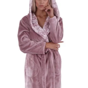 Dámský župan s kapucí Vestis Flora 4856 mauve mist