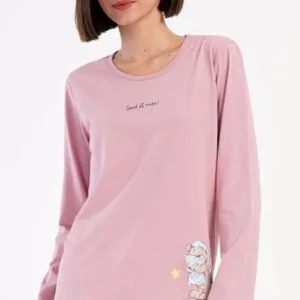 Dámské pyžamo dlouhé Vienetta Secret Méďa s polštářem