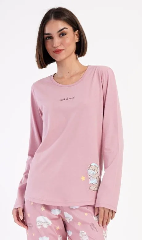 Dámské pyžamo dlouhé Vienetta Secret Méďa s polštářem