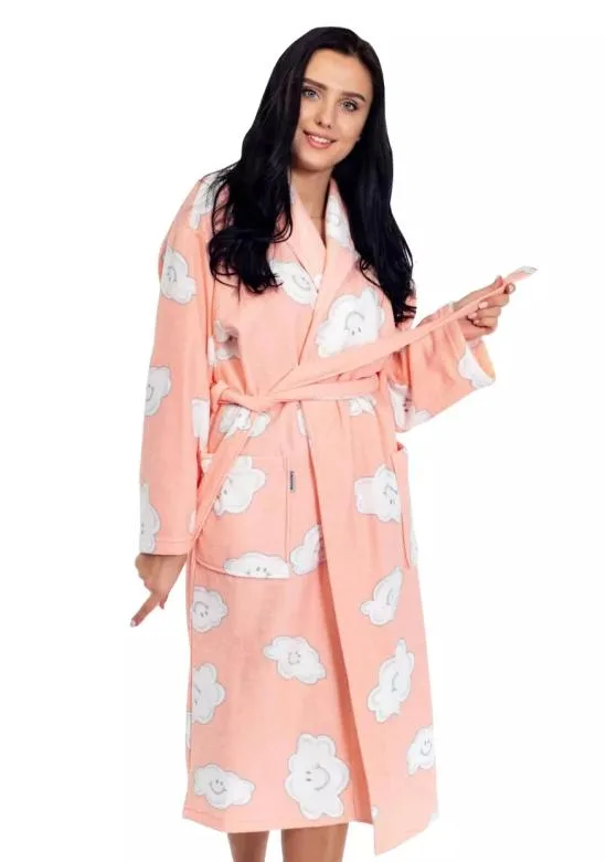 Dámský župan 20692 broskev/mráčky SPACE