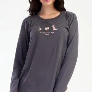 Dámské pyžamo dlouhé Vienetta Secret Kočka