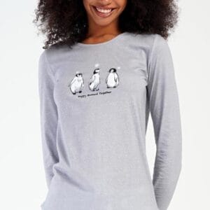 Dámské pyžamo dlouhé Vienetta Secret Tučňáci