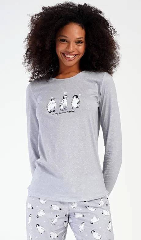 Dámské pyžamo dlouhé Vienetta Secret Tučňáci