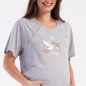 Dámská noční košile mateřská Vienetta Secret Čáp s miminkem