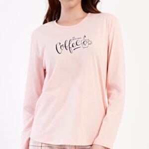 Dámské pyžamo dlouhé Vienetta Secret Coffee