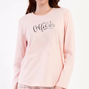 Dámské pyžamo dlouhé Vienetta Secret Coffee