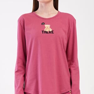 Dámské pyžamo dlouhé Vienetta Secret Pink bear