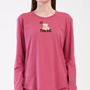 Dámské pyžamo dlouhé Vienetta Secret Pink bear