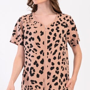 Dámské domácí šaty s krátkým rukávem Vienetta Secrert Leopard
