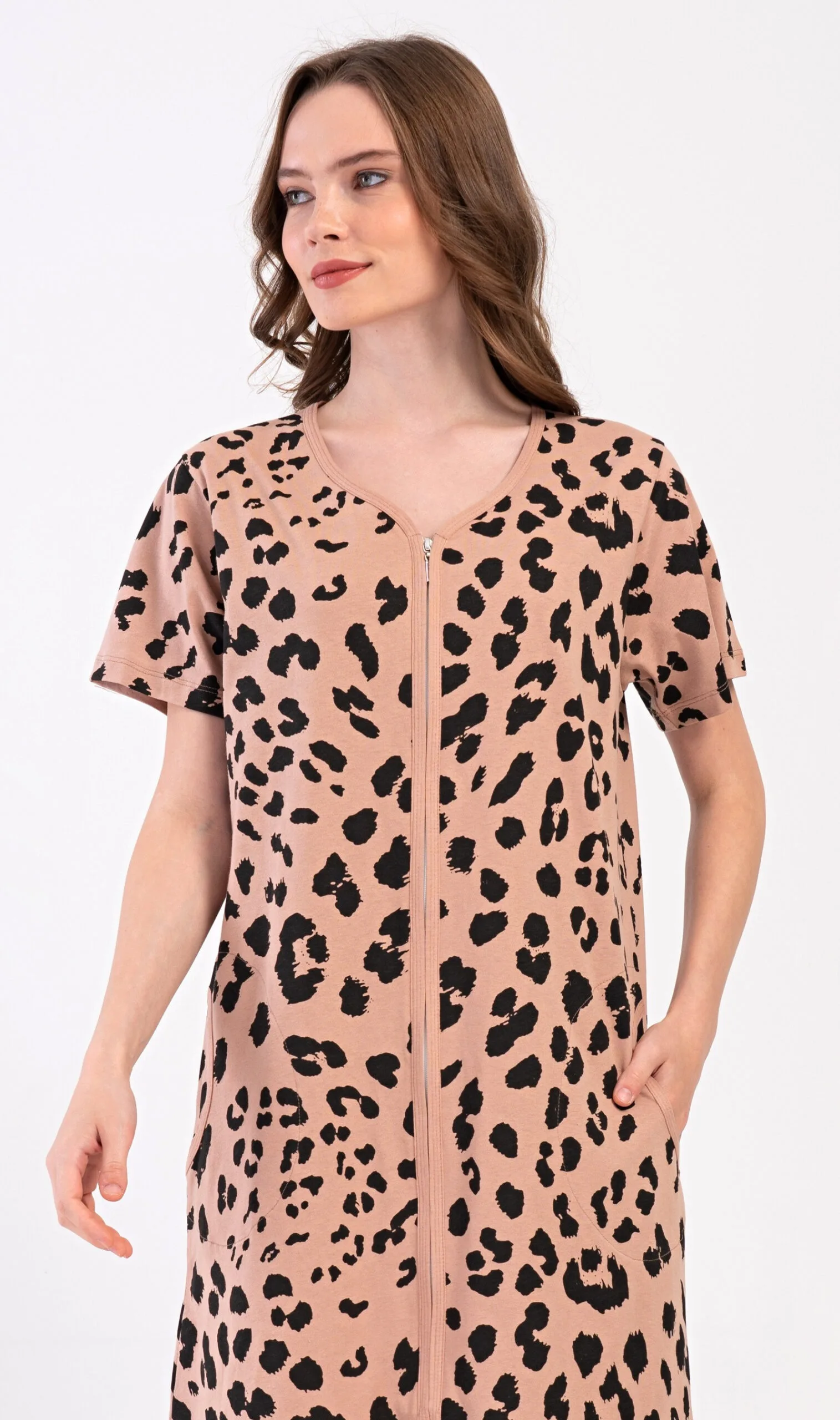 Dámské domácí šaty s krátkým rukávem Vienetta Secrert Leopard