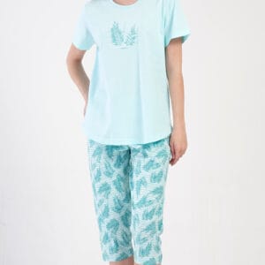 Dámské mentolové pyžamo Vienetta Secret SIMONA kapri