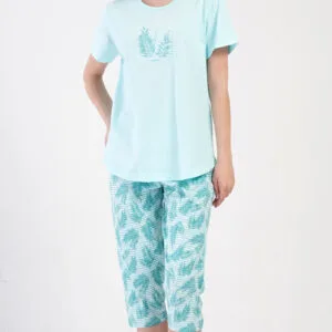 Dámské mentolové pyžamo Vienetta Secret SIMONA kapri