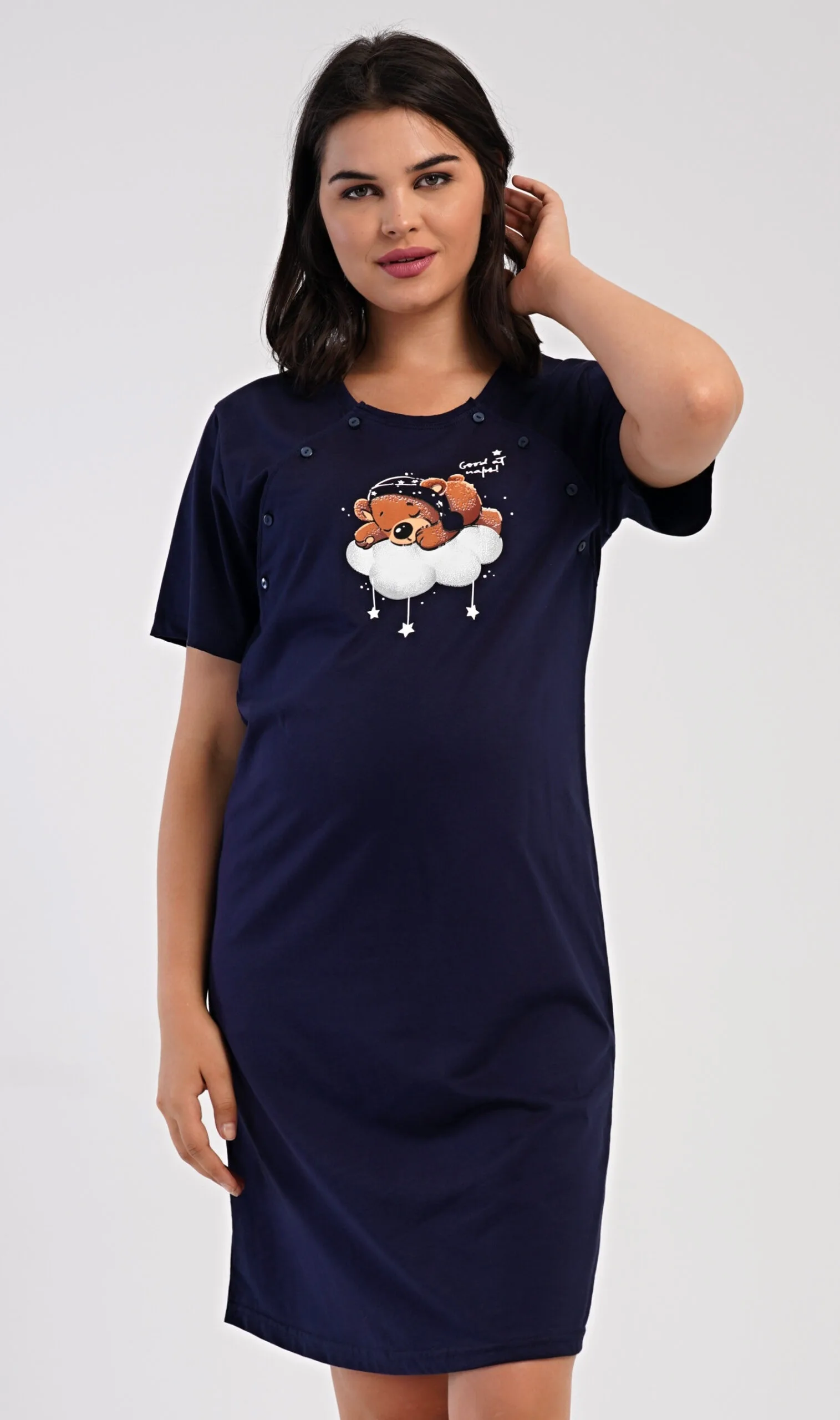 Dámská noční košile mateřská Vienetta Secret Méďa na obláčku