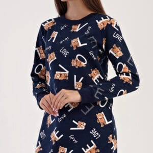 Dámská noční košile s dlouhým rukávem Méďa