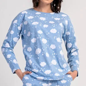 Dámské pyžamo dlouhé Vienetta Secret Obláček