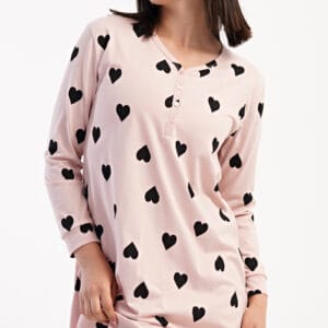 Dámská noční košile s dlouhým rukávem Vienetta Secret Srdce