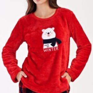 Dámské pyžamo dlouhé Vienetta Secret Méďa se šálou