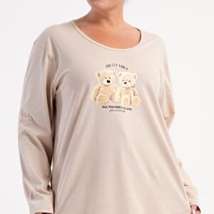 Dámské pyžamo dlouhé nadměr Vienetta Secret Méďové