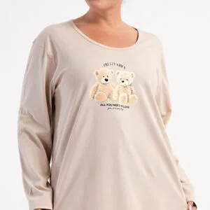 Dámské pyžamo dlouhé nadměr Vienetta Secret Méďové