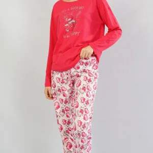 Dámské dlouhé pyžamo Vienetta Secret Good day jahodová