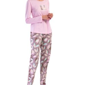 Dámské růžové dlouhé pyžamo vienetta Secret Klárka