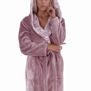Dámský župan s kapucí Vestis Flora 4856 mauve mist